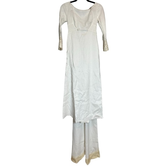 Alfred Angelo Vintage 60s? Wedding Dress Empire Waist Button-Up Union Tag XS - Picture 6 of 13